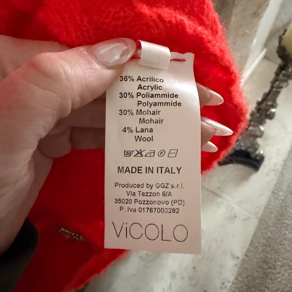 Vicolo Women's Vibrant Red-Orange Cropped Cardigan - Picture 6 of 7